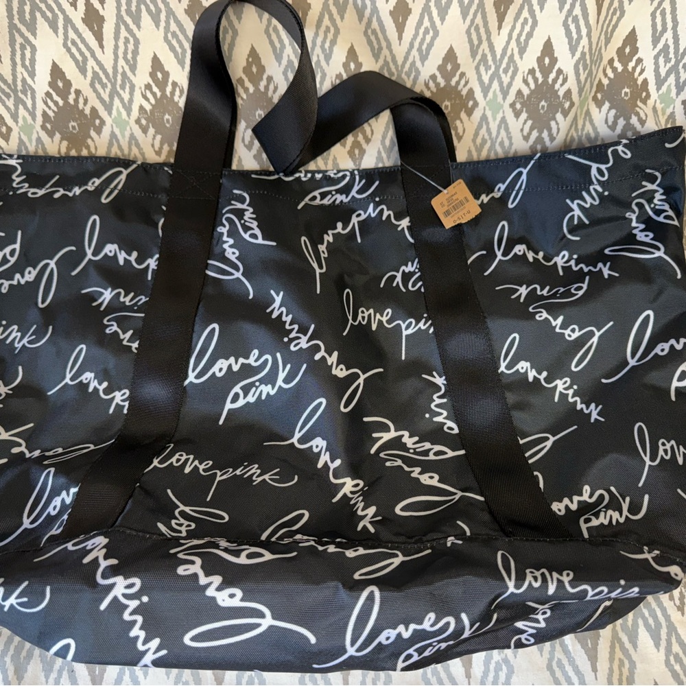 Victoria's Secret Love Pink Black Tote Bag